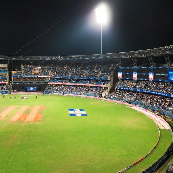 Indian cricket stadium prepared for an IPL match